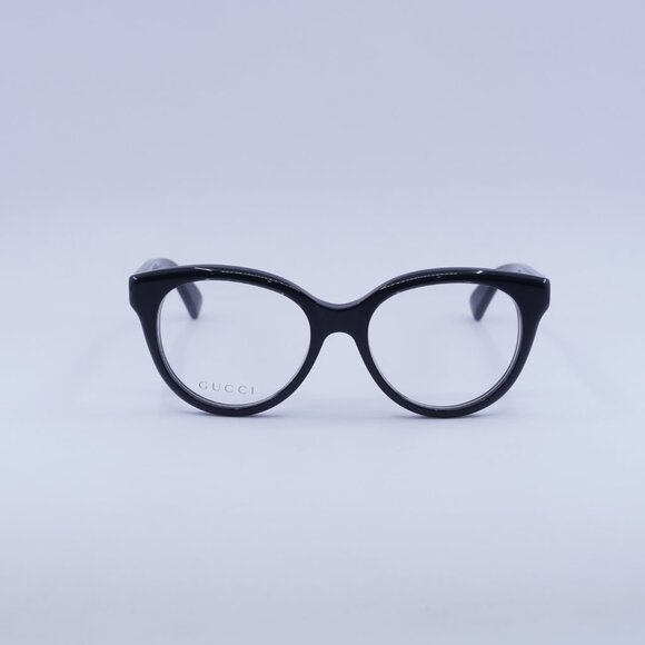 Gucci GG1590O 004 Eyeglasses Grey Crystal on Black 52mm Cat Eye Frame - Picture 3 of 11